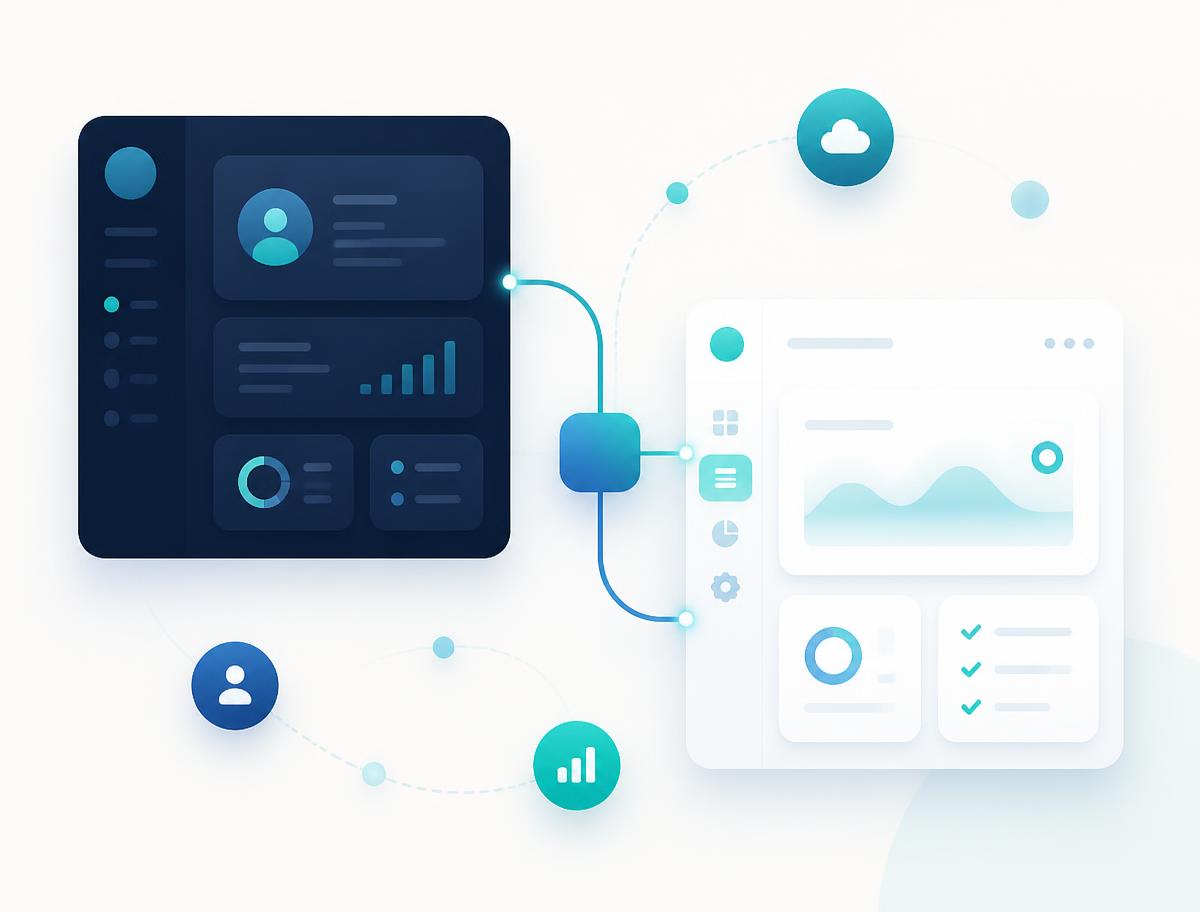 Diagrama de un producto SaaS conectado con un CRM y otras herramientas